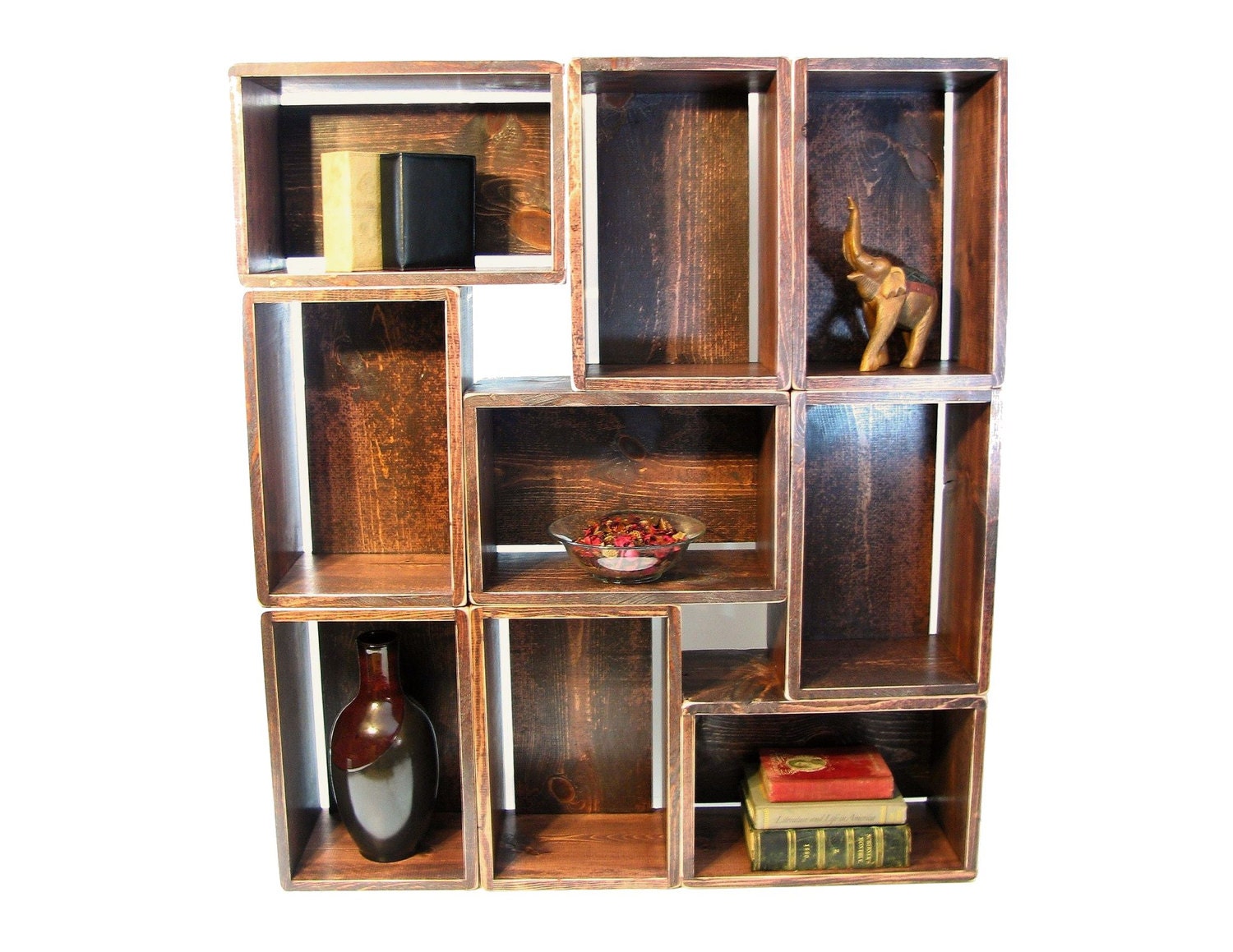 Bookshelf Bookcase Wood Crate Bookshelves Stackable Wood