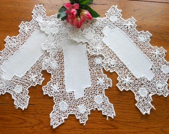 Vintage Hand Tied Net Darned Doilies