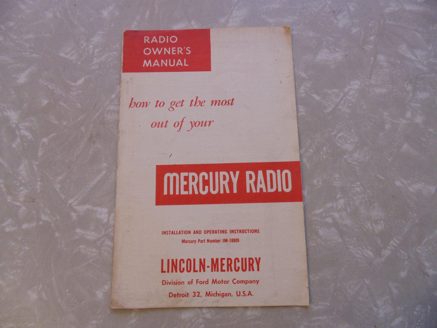 MERCURY. automobile. RADIO. Owners Manual. book. booklet. car