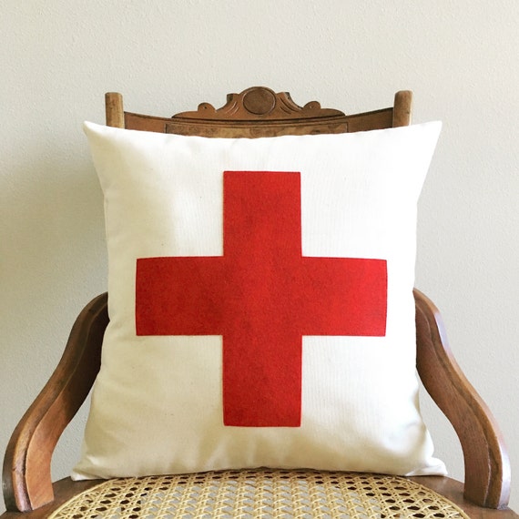 red swiss cross throw pillow cover 16 x 16