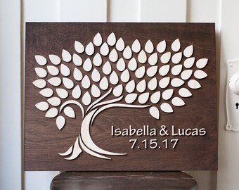 Alternative Signing Wedding Guestbook | 14x18 Side Tree | Alternative Wedding Guest Signing Book | 3d Wood Tree signing Guestbook |