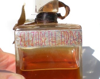 1939 Elizabeth Arden Carnation Perfume RARE Glass Bottle Art Deco Cube Design