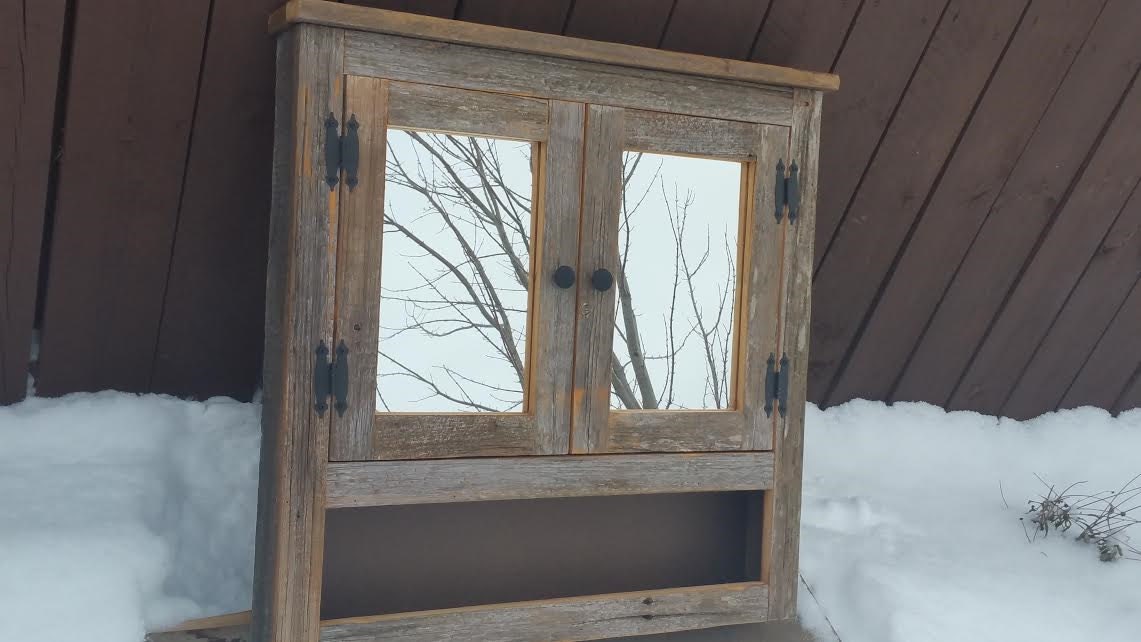 Barn wood Medicine with open shelf made from 1800s