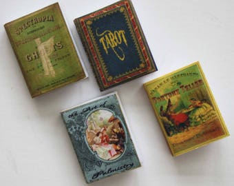 Miniature Book Set Fortune Teller Palmistry Tarot Ghosts in Dollhouse One Twelfth Scale