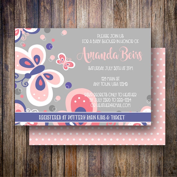 Butterfly Baby Shower Invitation Butterfly Baby Shower