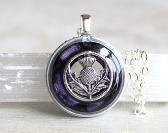 heather Scottish thistle necklace, flower necklace, thistle jewelry, nature necklace, unique gift, Scottish jewelry, Scottish necklace
