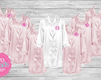 Bridesmaid Pajamas, Satin Button Up Down, Nightgown, Sleep shirt, Bridesmaid Pajama Set Monogrammed Pajamas, Silk Pajamas, night shirt