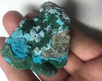 Natural Chrysocolla w Malachite on Matrix from Congo