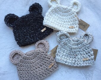 Baby bear hat, bear beanie, baby photo prop