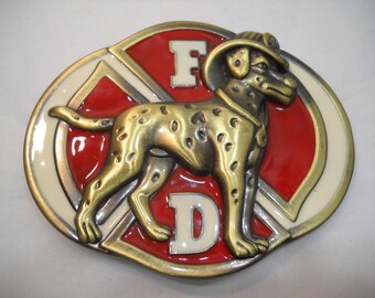 Fire Department Belt Buckle Dalmation Dog Brass Belt Buckle FREE SHIPPING
