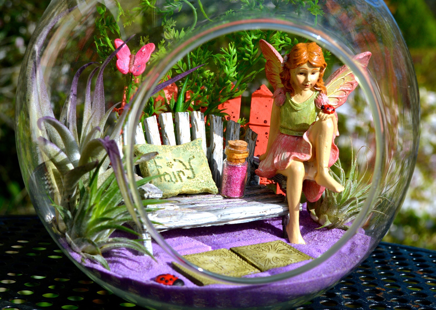 Fairy Garden Terrarium Kit with Bench Air Plant Terrarium