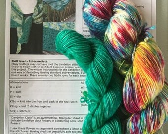 Hand-dyed 'Dandelion Clock' Shawl Knitting Kit