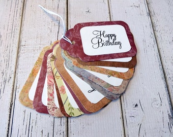 Gift Tags, Gift Tag Set, Assorted Tags, Birthday Tags, Paper Tags, Hanging Tags, Set of 12 Large Gift Tags, Happy Birthday Gift Tags