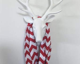 Chevron Infinity Scarf - Red & White - Cotton Jersey Knit