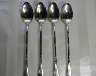 4 Iced Tea Spoons, ROSEMARY, New England Silverplate, 1919