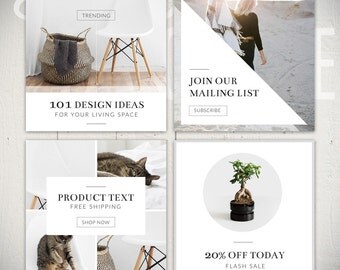 Instagram Template Pack: Luminous - 8 Square Social Media Templates
