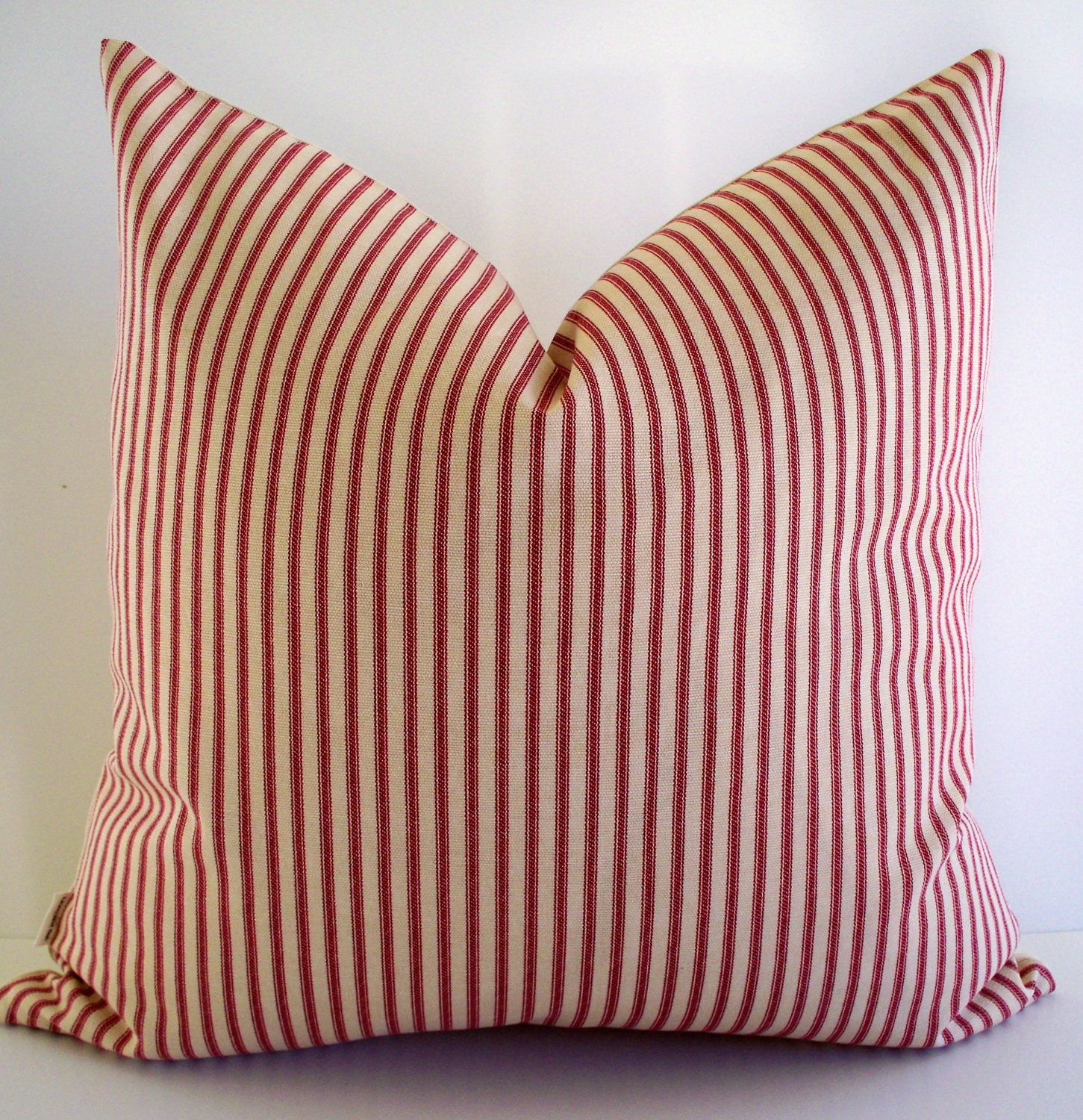 Red Ticking Pillow Farmhouse Pillow Cover Red Cream Ticking