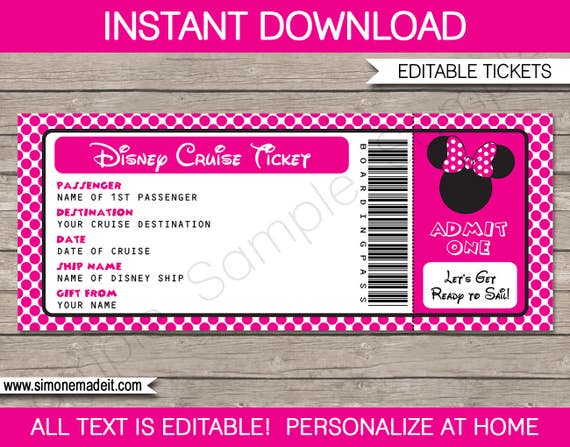 Disney Cruise Ticket - Minnie Mouse - Surprise Gift Ticket 