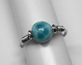 Larimar Ring in Silver or Gold, 8 or 6 mm