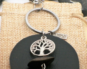 Commandez et sur mesure//Porte-clés Arbre de Vie//porte bonheur//bijou pour sac//cuir//Tree of life//upcycled leather//lucky charm//gift