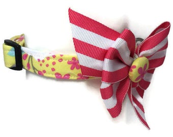 Yellow Spring Floral Dog Collar Size Small