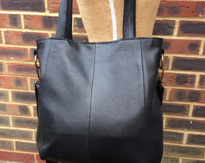 Recycled leather bag - Hobo style bag made with soft supple Black leather-detachable strap-shoulder or hand held.Get 30% off see details .