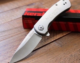 Kershaw Pico Folding Knife with Assisted Opener - Personalized Groomsmen Gift, Engraved Birthday Gifts, Best Man, Engraved, Pocket Knives