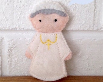 Saint John Paul the Great - Ornament-Catholic Saint Toy - Finger Puppet- Rear View Mirror