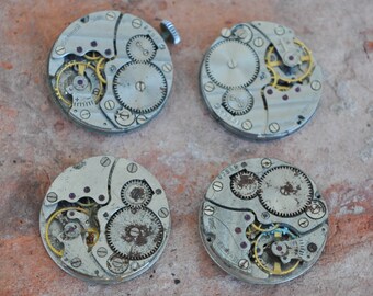 0.9 inch Set of 4 vintage wrist watch movements.