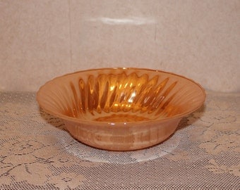 Vintage Anchor Hocking Fire King Luster Peach Swirl Serving Vegetable Bowl