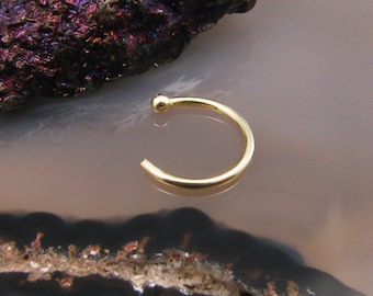 14K Solid Gold Nose Jewerly, Open Nose Hoop, Half Hoop, Nose Ring Choose Your Size 1/4" 9/32" 5/16" 3/8" Choose Your Gauge 22G 20G 18G