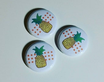 Pineapple 1 inch pinback button set of 3