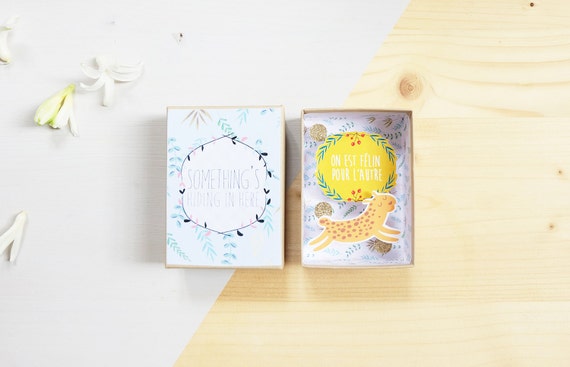On est félin pour l'autre message box / Miniature Art / Diorama / 3d Art / Decorative Matchbox / Miniature paper diorama / Love gift