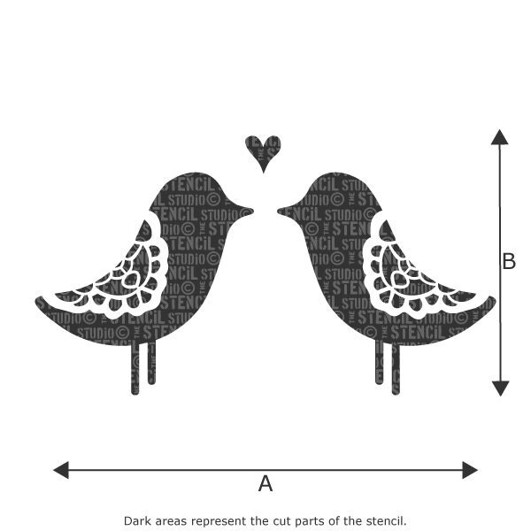 Love Birds Stencil from The Stencil Studio by TheStencilStudio