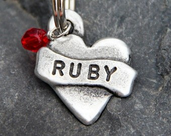 Cat Tag - Cat ID Tag - Cat Collar Tag - Small Dog Tag - Pet ID Tag - Small Pet Tag - Dog Name Tag - Hand Stamped Heart