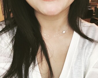 Opal Necklace, Sterling Silver Opal Necklace, Gemstone Necklace, Minimal Opal Necklace, Delicate Opal Choker, Delicate Opal Necklace