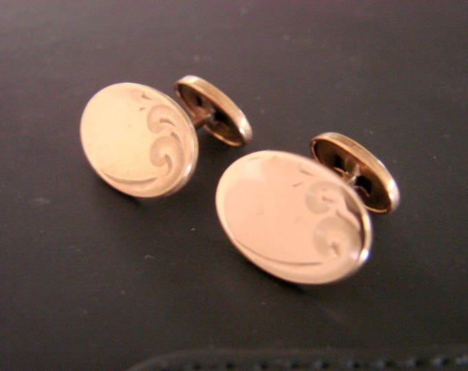 Victorian Engraved Gold Plate Cuff Links Antique Mens Accessories Cuff Buttons Vintage Jewelry