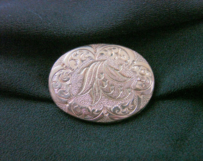 Victorian Floral Engraved Rolled Gold Plate Brooch Pin / Floral Etchings / Vintage Jewelry / Jewellery