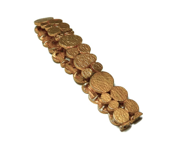 FREE SHIPPING Chico's stretch bracelet, gold circles and ovals, link stretch bracelet, coin bracelet, gold nuggets vintage