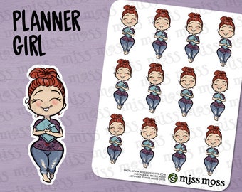 Planner Girl Stickers, Caucasian Asian, Plus Size, Curvy, White Girl - Erin Condren, Happy Planner, Filofax, Decorative