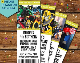 Transformers Invitation, Transformers Birthday Invitation, Transformers Party Invite, Transformers Ticket Invitations, Transformers Invite
