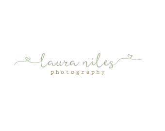 Premade Photography Logo and Watermark, Classic Elegant Handwritten Logo, Mint Gold Glitter Calligraphy Logo 135