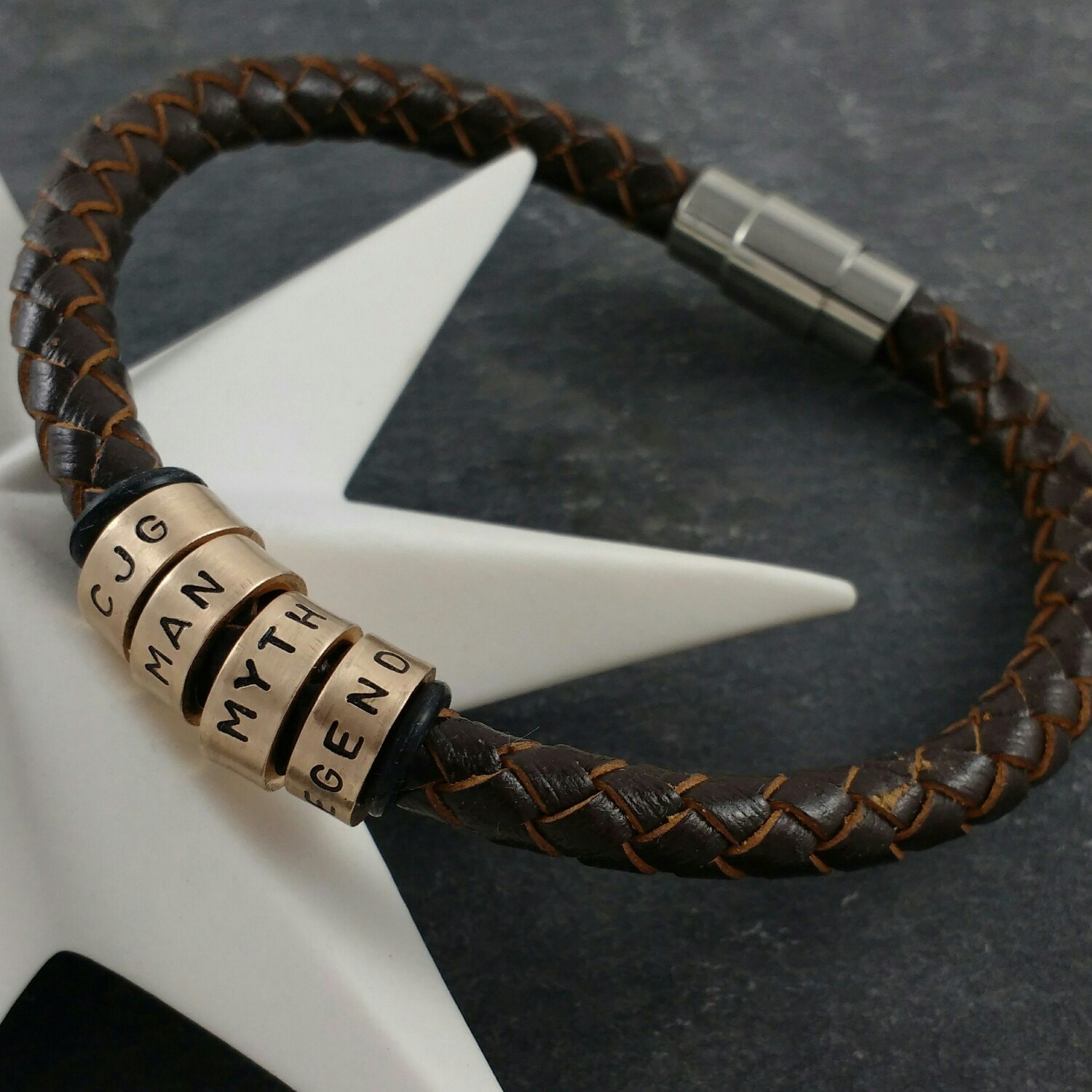 Gift ideas for men Personalized Leather bracelet Gift for