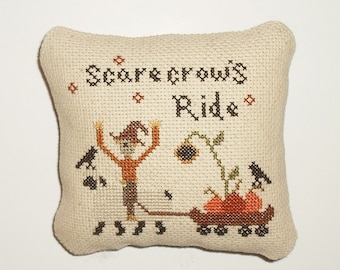 Completed Cross Stitch Primitive Fall Pinkeep Tuck