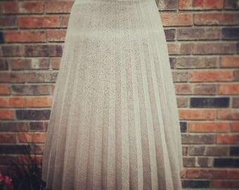Vintage Pleated Tan Plus Size Dress Skirt 40s 50s 60s Pinup Rockabilly