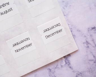 White Monthly Self Adhesive Planner Tabs | Stick On