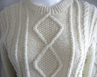 Irish Fisherman Style Hand Knit Sweater Size Mens Medium Womens Medium Large
