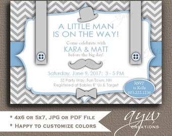 Little Man Baby Shower Invitation for Boy Mustache Shower Invites Suspenders Hat Bowtie Invitation Boy Baby Shower Invitation Little Man