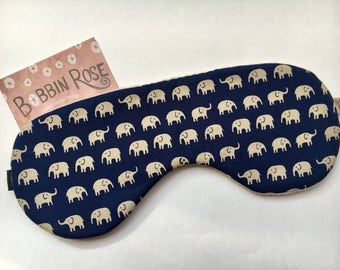 Sleep mask / cute elephants travel sleep mask / navy eye mask / night mask cute elephant fabric
