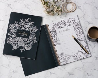 Wedding planner book / Wedding Organiser / Plan your big day / Bride Notebook / Wedding Journal / Wedding Keepsake / Monochrome